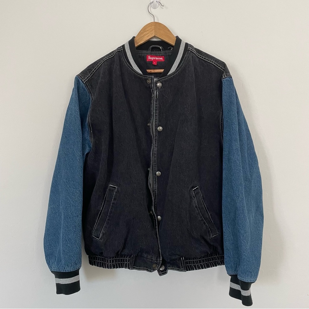 Supreme Denim Varsity Jacket Black Men’s Size Large